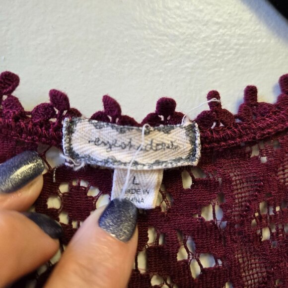 Vintage Y2K Eyeshadow Burgundy Lace Sleeveless Top Fairy Whismigoth - Picture 3 of 8